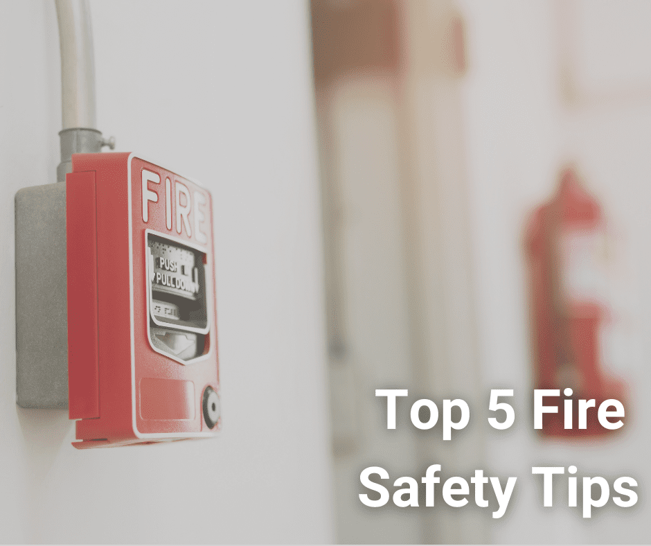 fire safety tips white text