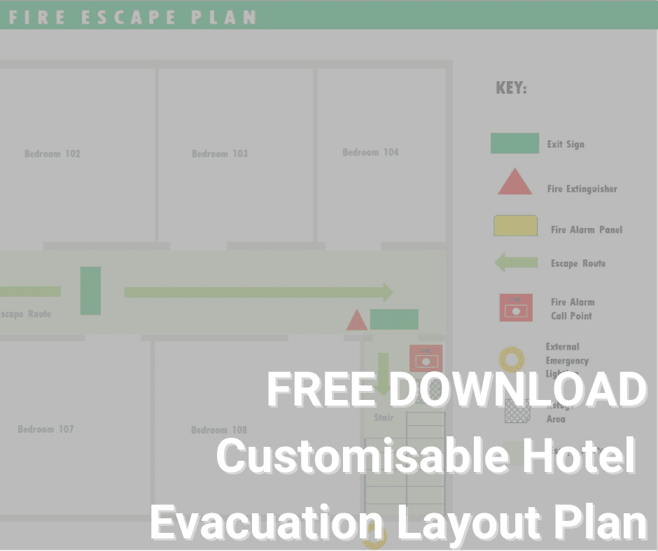 fire drill hotel toolkit white text